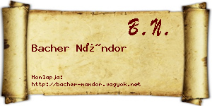 Bacher Nándor névjegykártya